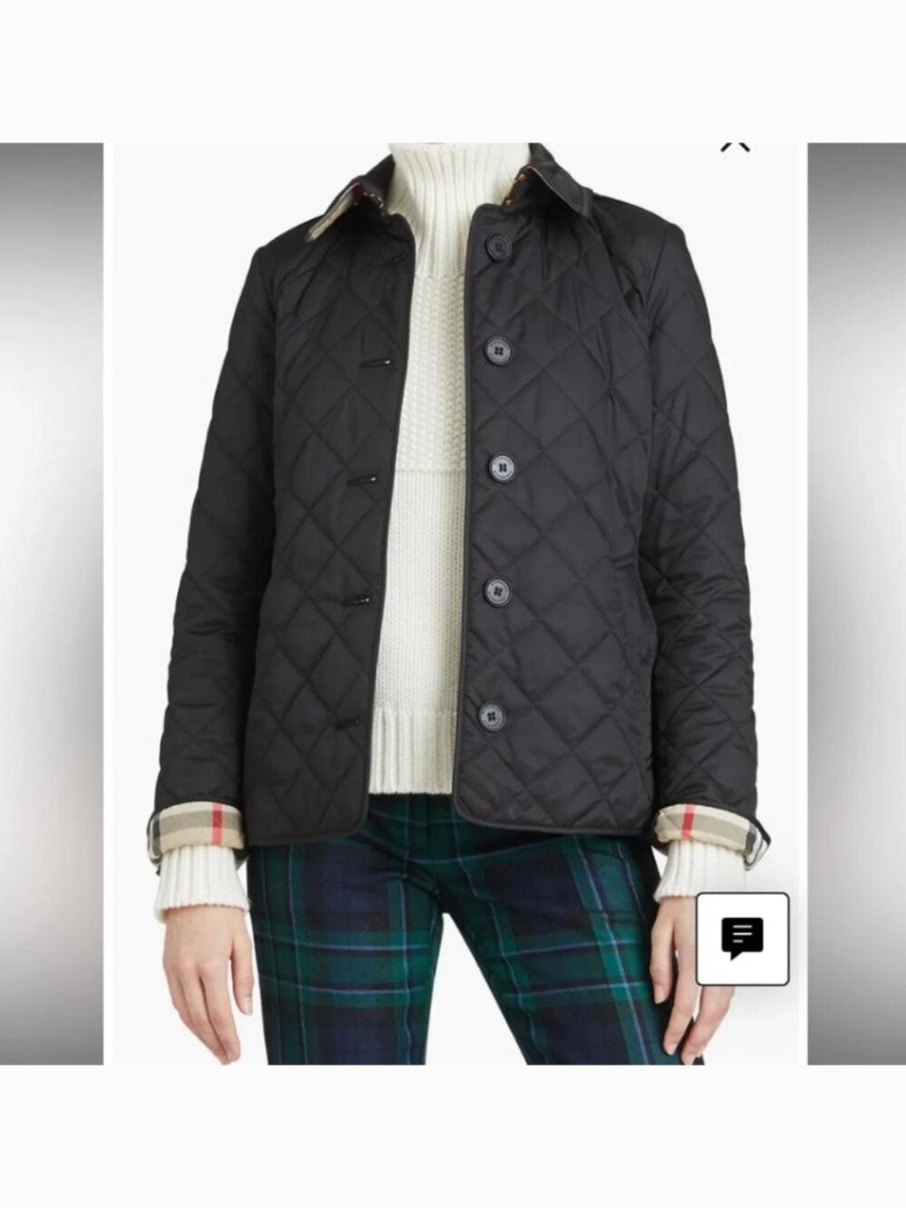 NWOT Authentic Burberry Frankby 18 Black Quilted Jacket Size M